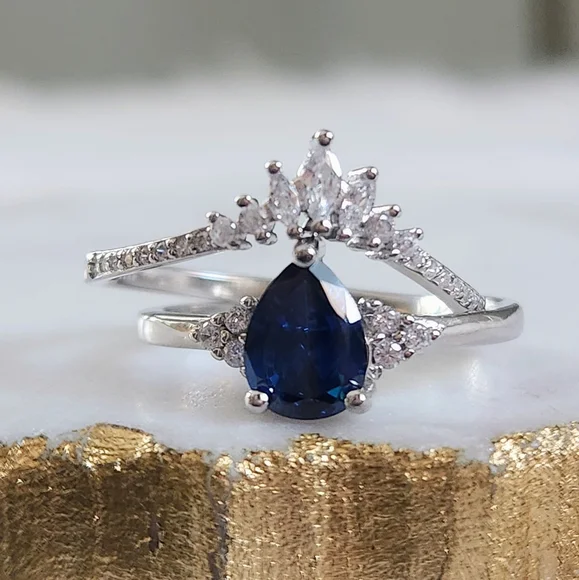 NWT Ryze Sapphire Blue & White Cubic Zirconia .925 Sterling Silver Ring - Size 9 - Picture 4 of 13